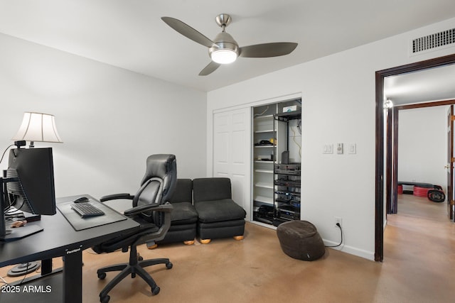 5540 E Mercer Ln, Scottsdale, AZ 85254 - office featuring ceiling fan and finished concrete flooring