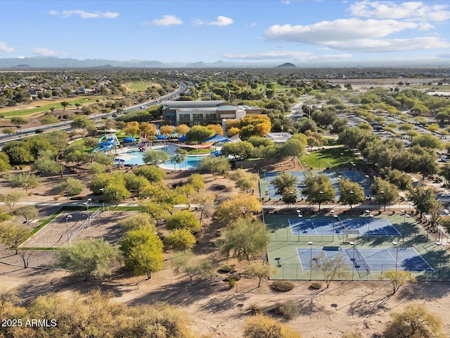 aerial view with a mountain view