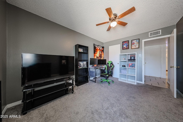 4623 W Solano Dr S S, Unit South, Glendale, AZ 85301 - carpeted home office with ceiling fan and a textured ceiling