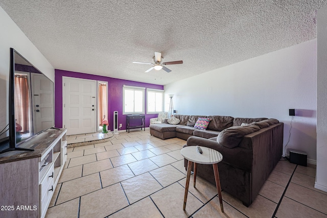4623 W Solano Dr S S, Unit South, Glendale, AZ 85301 - living area with ceiling fan, a textured ceiling, and light tile patterned floors
