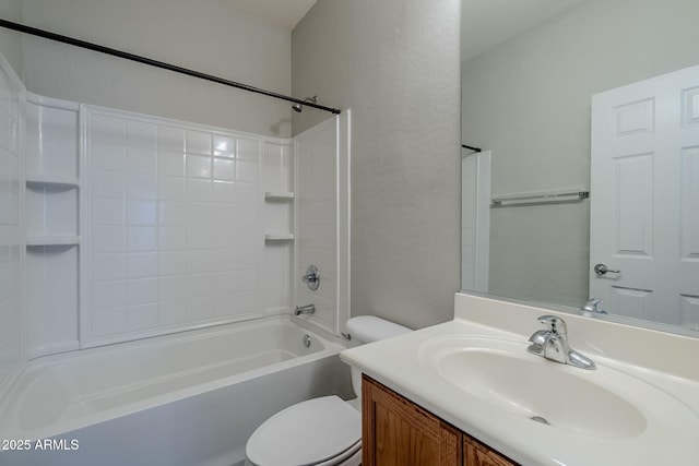 14881 W Ashland Ave, Goodyear, AZ 85395 - full bath featuring toilet, vanity, tub / shower combination, and a textured wall