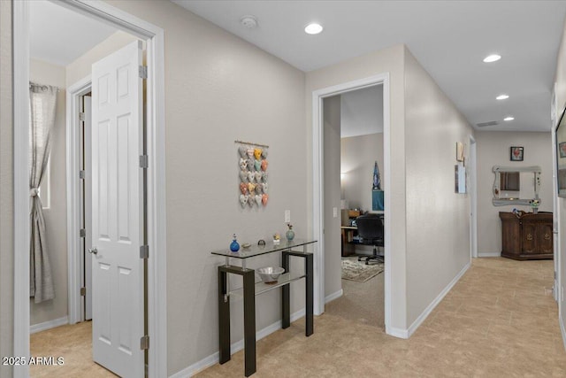 22912 E Domingo Rd, Queen Creek, AZ 85142 - hall featuring baseboards, light carpet, and recessed lighting