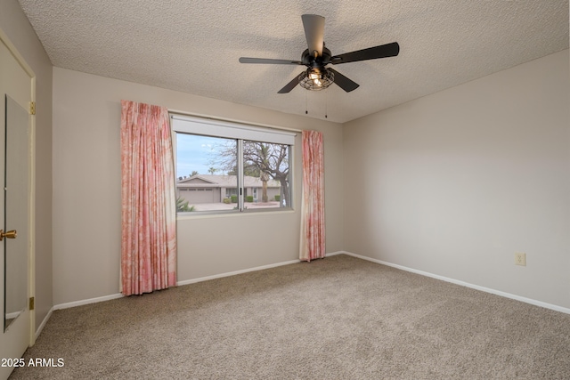 19417 N Palo Verde Dr, Sun City, AZ 85373 - spare room with baseboards, a textured ceiling, ceiling fan, and carpet