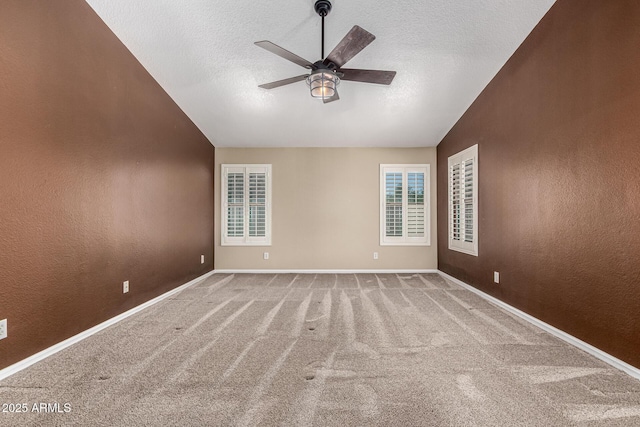 3028 W Parkside Ln, Phoenix, AZ 85027 - spare room featuring a ceiling fan, a textured wall, baseboards, carpet, and a textured ceiling