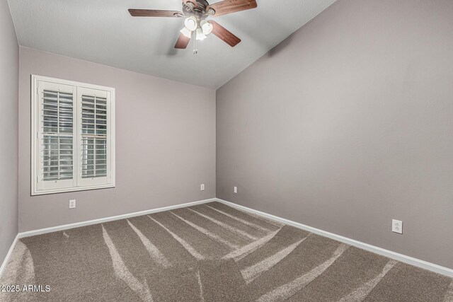 3028 W Parkside Ln, Phoenix, AZ 85027 - empty room with carpet, ceiling fan, lofted ceiling, and baseboards