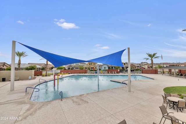 view of pool featuring a patio area