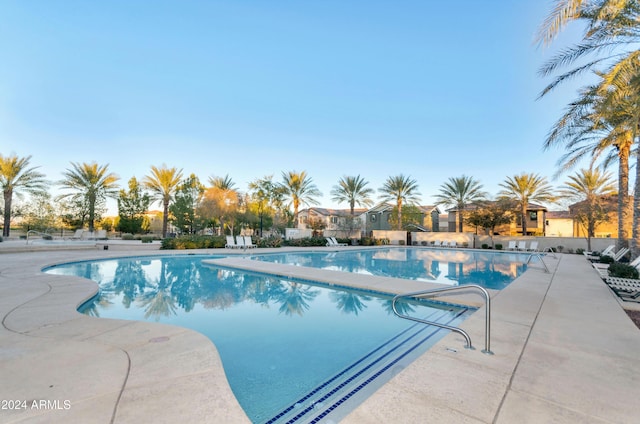 view of swimming pool with a patio