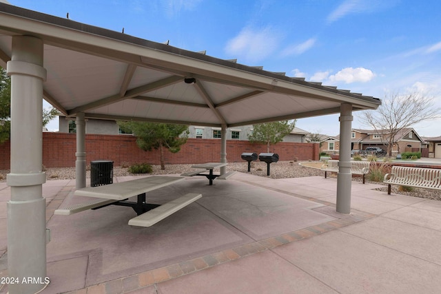 view of patio / terrace with a gazebo