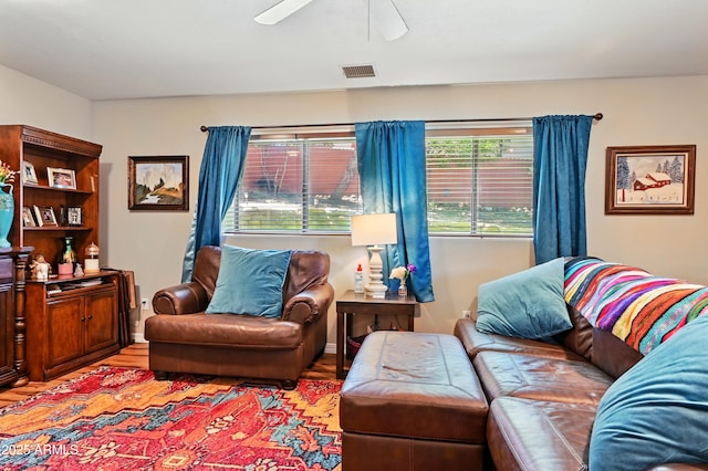 601 E Phoenix St, Payson, AZ 85541 - living area with a ceiling fan, wood finished floors, and visible vents