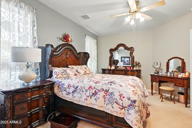 601 E Phoenix St, Payson, AZ 85541 - bedroom with carpet floors, baseboards, ceiling fan, and visible vents