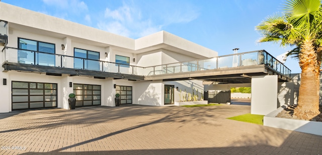 exterior space with a garage