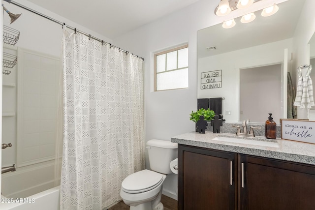 13380 N 148th Ave, Surprise, AZ 85379 - bathroom featuring toilet, vanity, and shower / bathtub combination with curtain