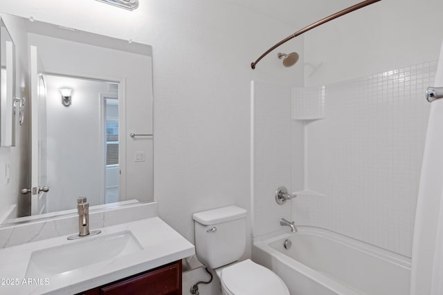 full bathroom featuring vanity, toilet, and tiled shower / bath combo