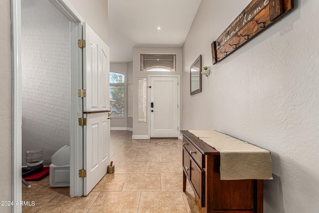 interior space with light tile patterned floors