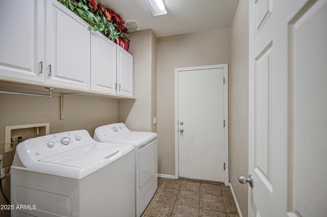17374 W Adams St, Goodyear, AZ 85338 - laundry room featuring cabinet space, washer and clothes dryer, baseboards, and light tile patterned floors