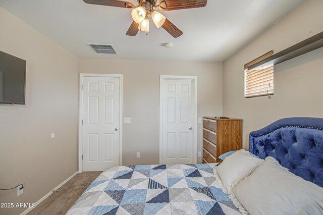 17374 W Adams St, Goodyear, AZ 85338 - bedroom featuring visible vents, baseboards, ceiling fan, and carpet floors