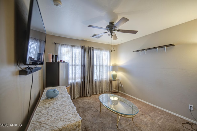 17374 W Adams St, Goodyear, AZ 85338 - bedroom featuring baseboards, ceiling fan, visible vents, and carpet floors