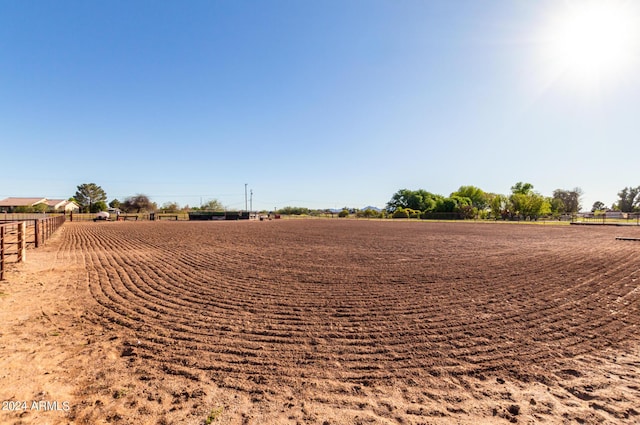 view of yard with a rural view