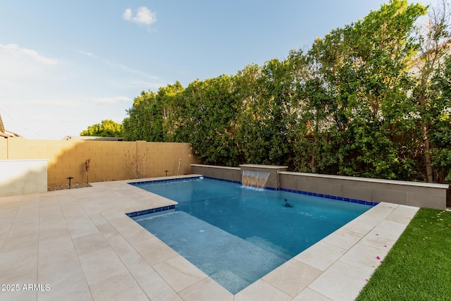 view of pool featuring a fenced in pool, a patio area, and a fenced backyard