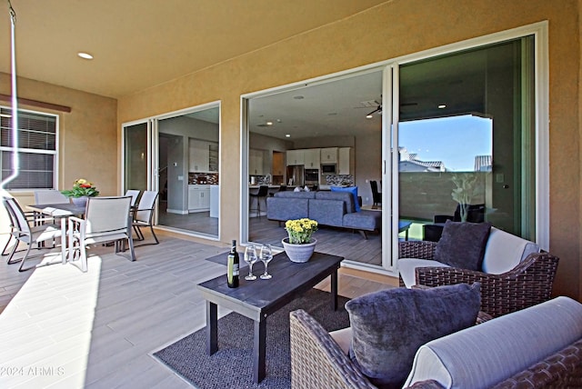 exterior space featuring outdoor lounge area