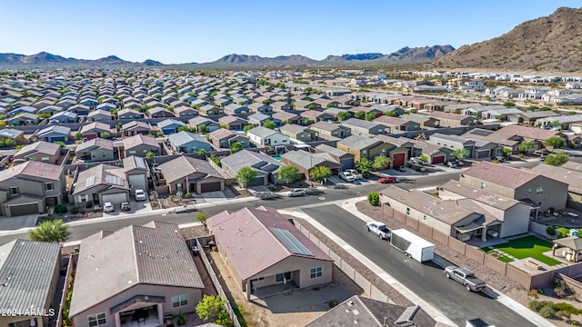 drone / aerial view featuring a mountain view