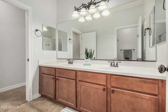 bathroom with vanity and tile patterned floors