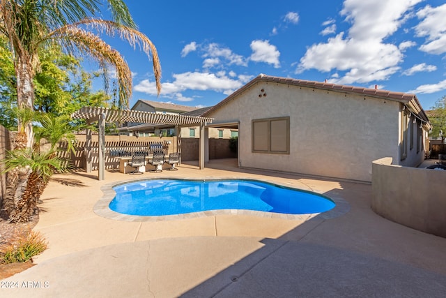 view of swimming pool with a patio and a pergola