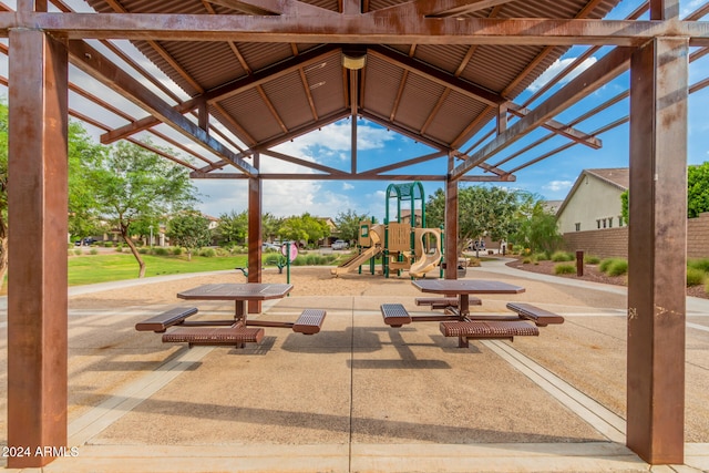 view of patio / terrace featuring a playground