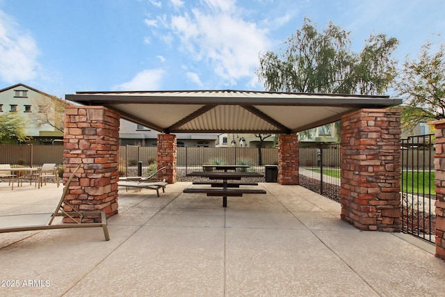 view of patio featuring a gazebo