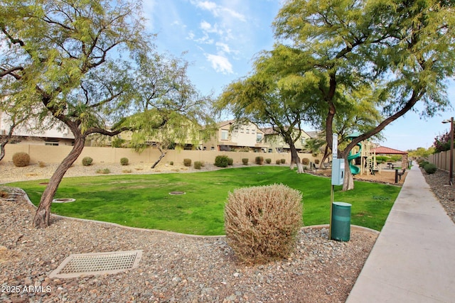 view of community featuring a lawn