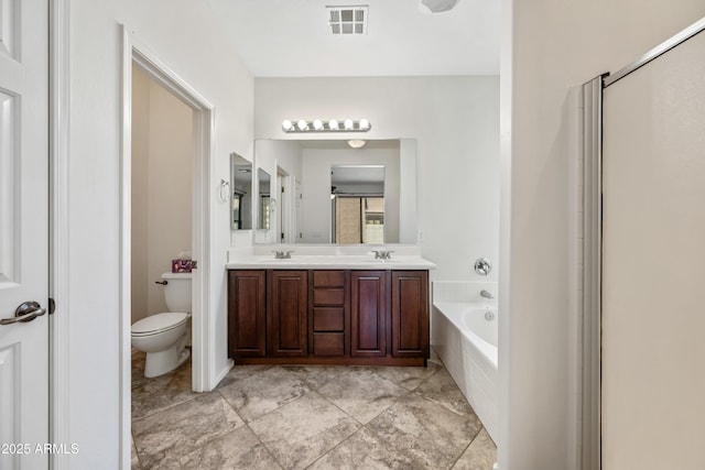 3850 E Geronimo St, Gilbert, AZ 85295 - full bathroom featuring double vanity, a garden tub, and a shower with door