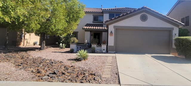 view of front of house with a garage