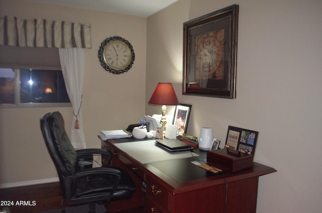 office space featuring dark hardwood / wood-style flooring