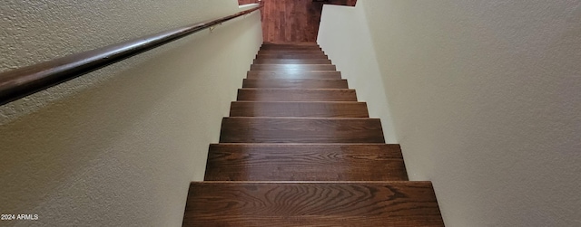 stairway with wood-type flooring