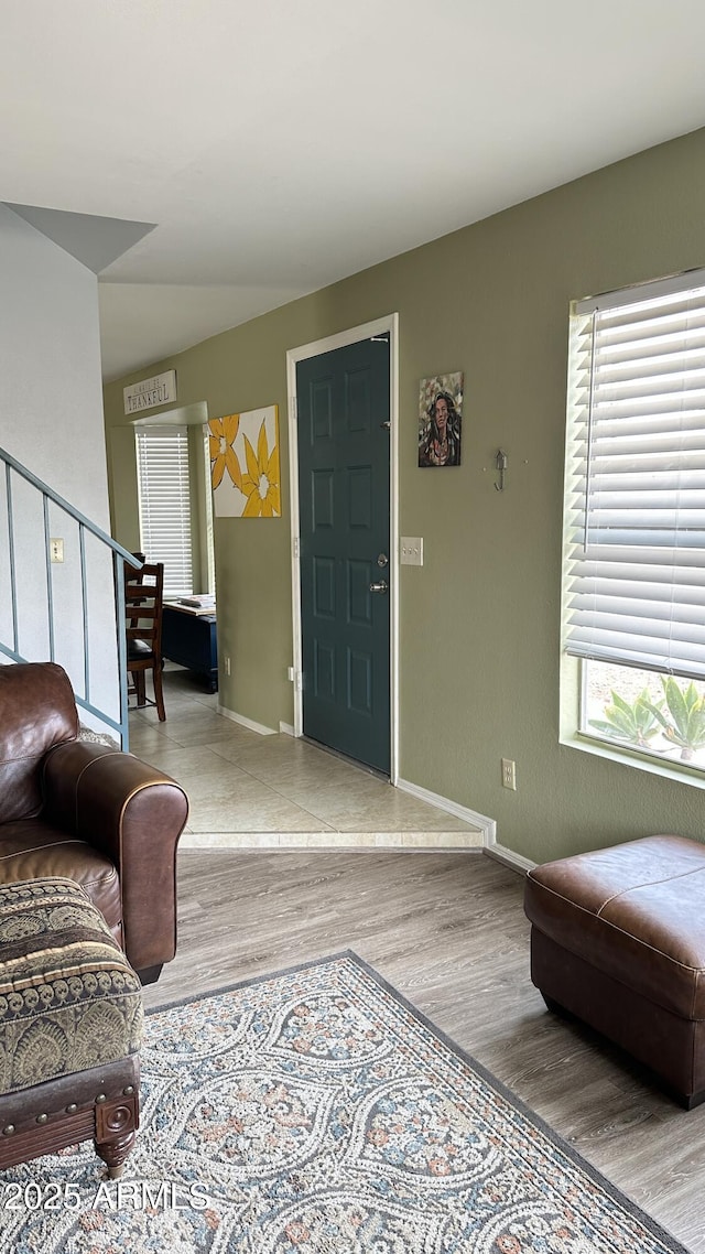 foyer entrance featuring light wood-type flooring