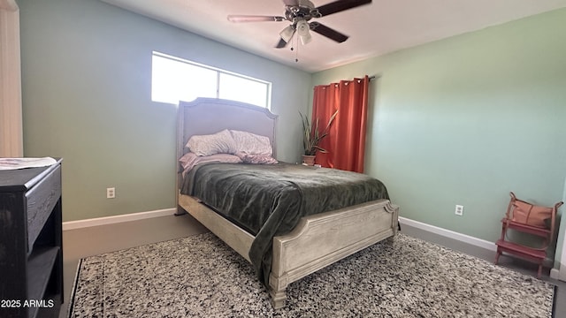 bedroom featuring ceiling fan