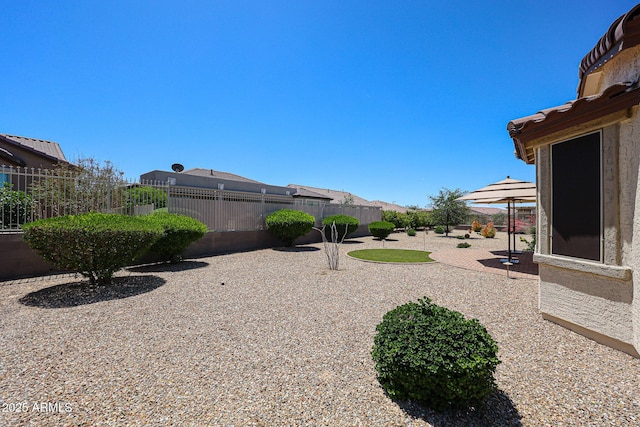view of yard featuring a fenced backyard and a patio area