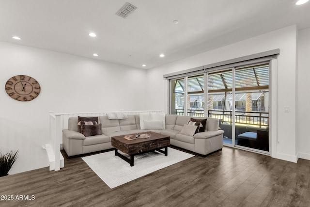 6565 E Thomas Rd Unit 1096, Scottsdale, AZ 85251 - living room with dark wood finished floors and recessed lighting