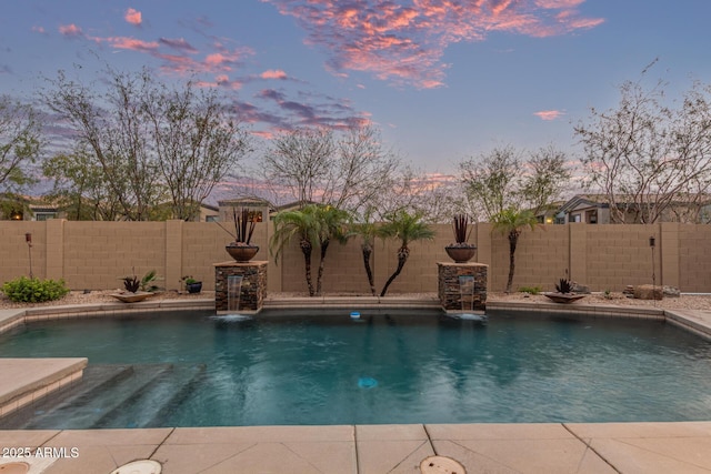 view of swimming pool with a fenced in pool and a fenced backyard