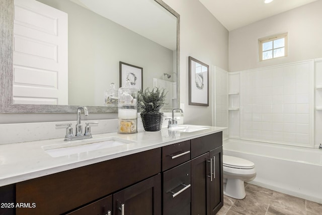 full bathroom with vanity, toilet, and shower / bath combination