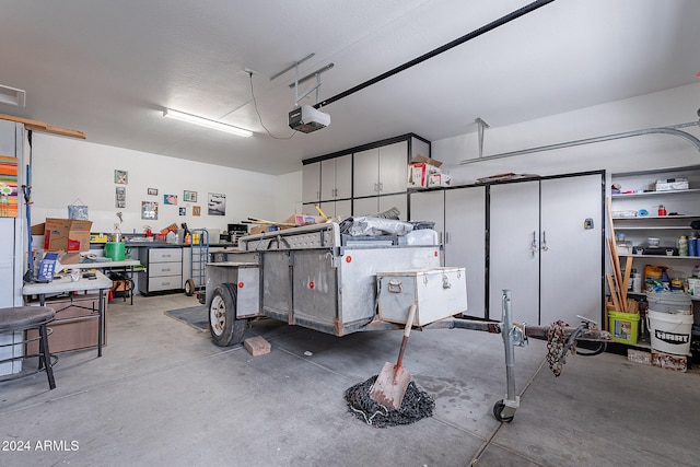 garage with a garage door opener