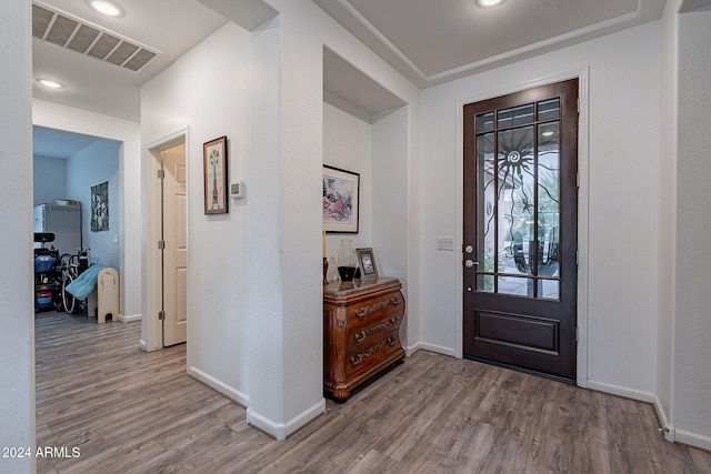 entrance foyer with light hardwood / wood-style floors