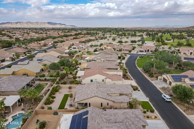 drone / aerial view with a mountain view