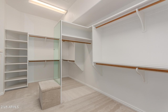 walk in closet with carpet