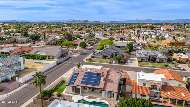 birds eye view of property featuring a residential view and a mountain view
