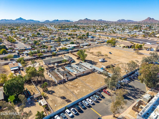 drone / aerial view with a mountain view