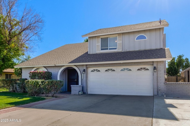 view of front of house with a garage