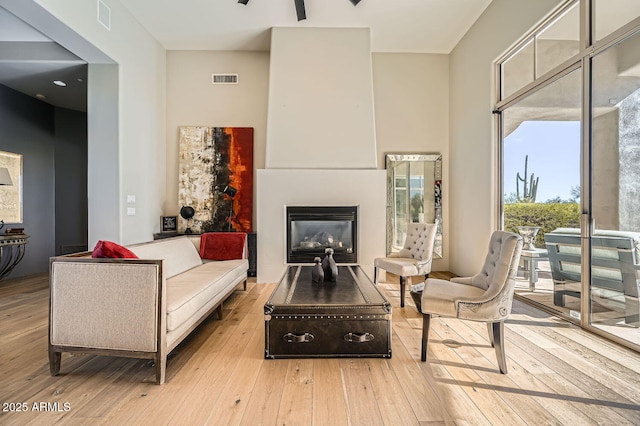 living area featuring light hardwood / wood-style flooring