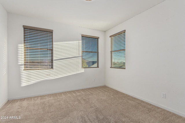 spare room featuring light colored carpet