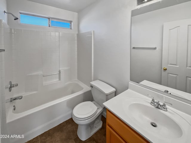 full bathroom featuring vanity, shower / bathtub combination, toilet, and tile flooring